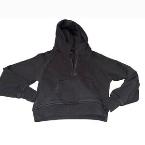 Quince Women Black‎ Fleece Lined Quarter Zip Hoodie Sweatshirt Size XS
